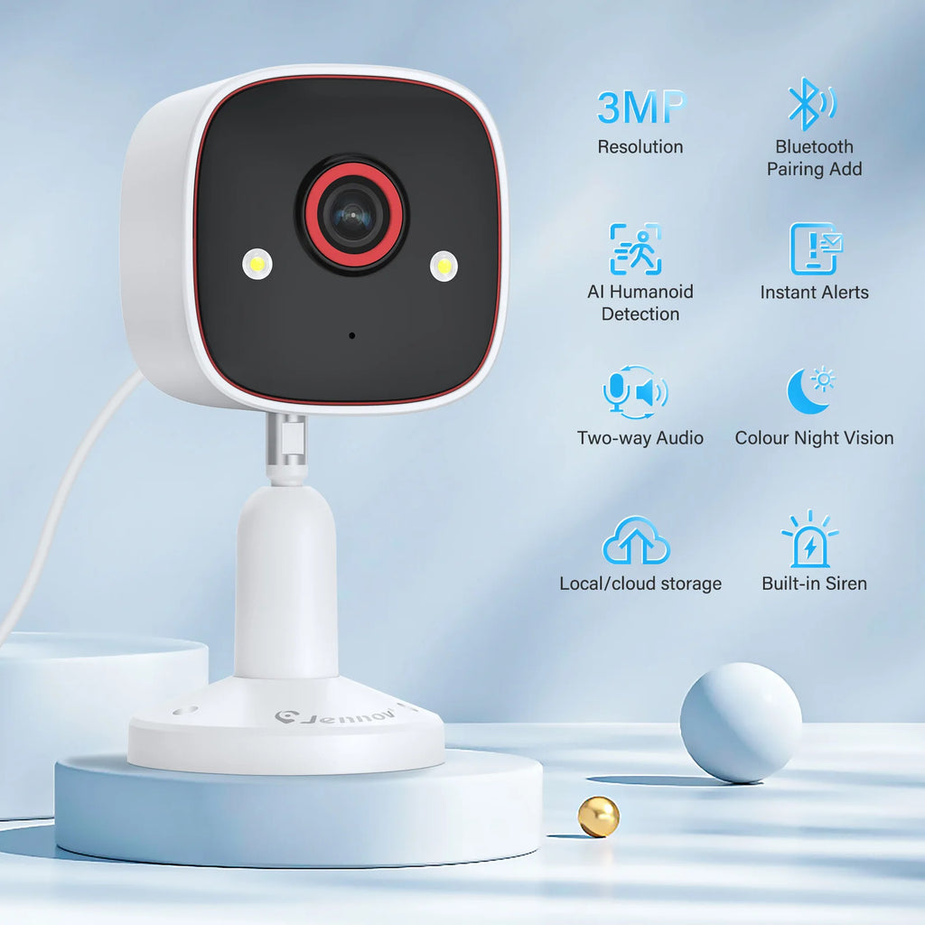 Jennov Outdoor/Indoor Security Cameras 2K HD Wireless WiFi Color Night Vision IP66 Waterproof Pet Dog Cat Baby Monitor Camera