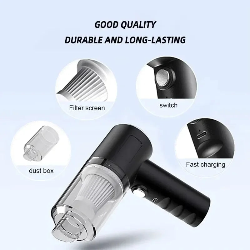 Portable Car Vacuum Wireless 12000PA - Mini Handheld Vacuum Cleaner