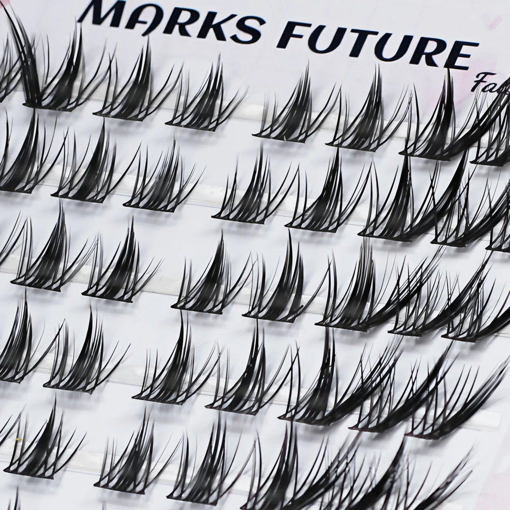 10 Rows of 100 Clusters C Curl Individual Fox-Style False Eyelashes, Natural and Thick Single-Section Pure Natural Makeup for Home Use, Suitable for Beginners