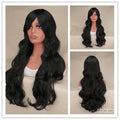 Long Black Wavy Hair Wigs for Women Natural Synthetic Curly Wig Heat Resistant Fiber Wigs for Daily Cosplay