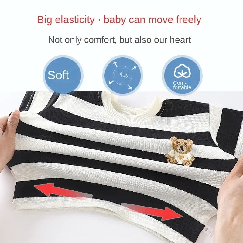 Summer Children Sets Boys Girls Short-sleeved Striped T-shirt +Shorts Set Babies Fashion Round Neck Tracksuits Kids Suits