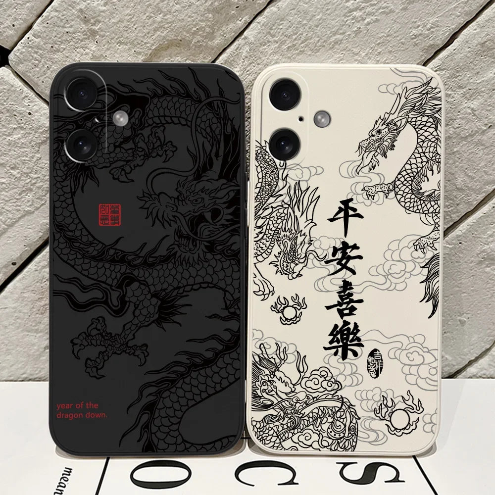 Fashion Chinese Dragon Phone Case For iPhone 17 16 15 11 12 14 13 Pro Max Mini X XS XR 7 Plus 17E Air Shockproof Cover Fundas