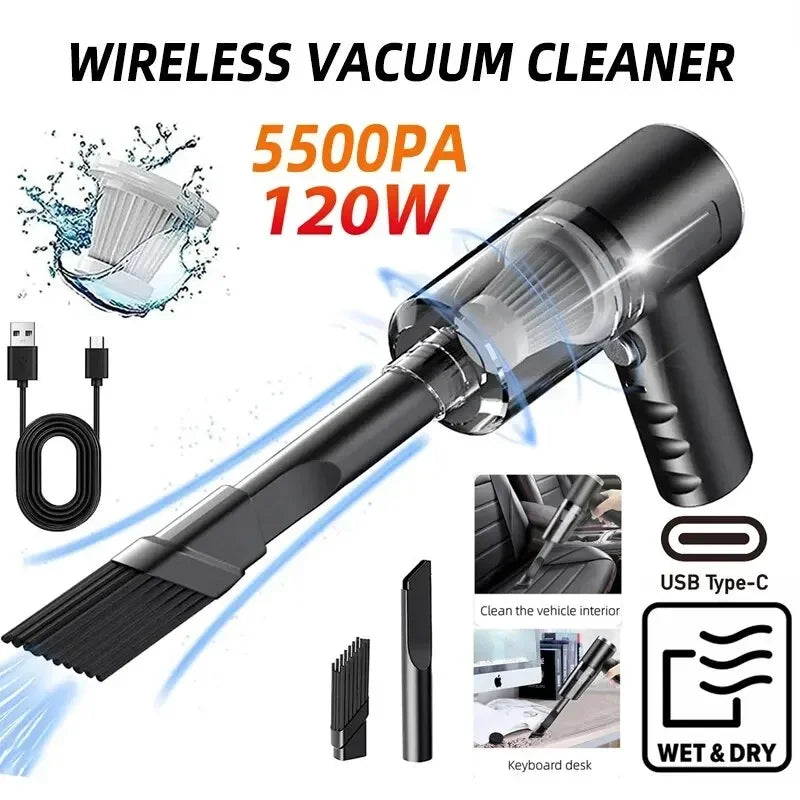 Portable Car Vacuum Wireless 12000PA - Mini Handheld Vacuum Cleaner