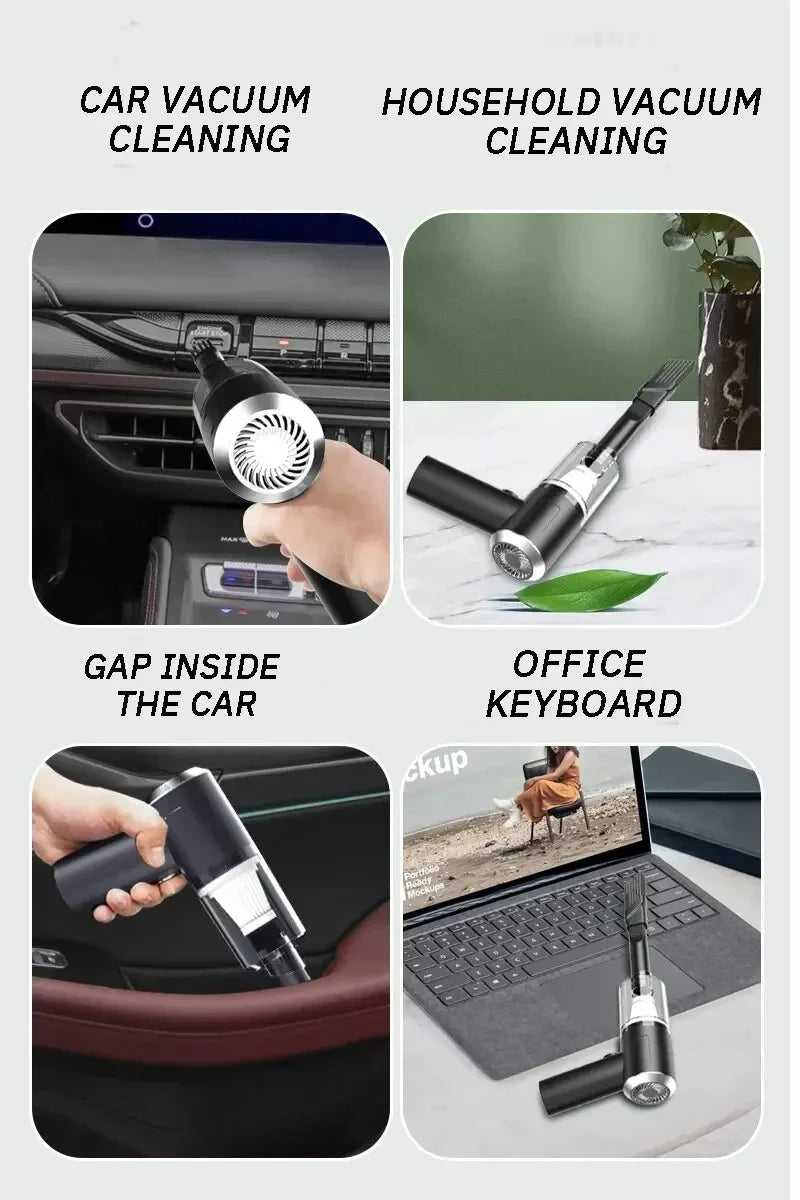 Portable Car Vacuum Wireless 12000PA - Mini Handheld Vacuum Cleaner