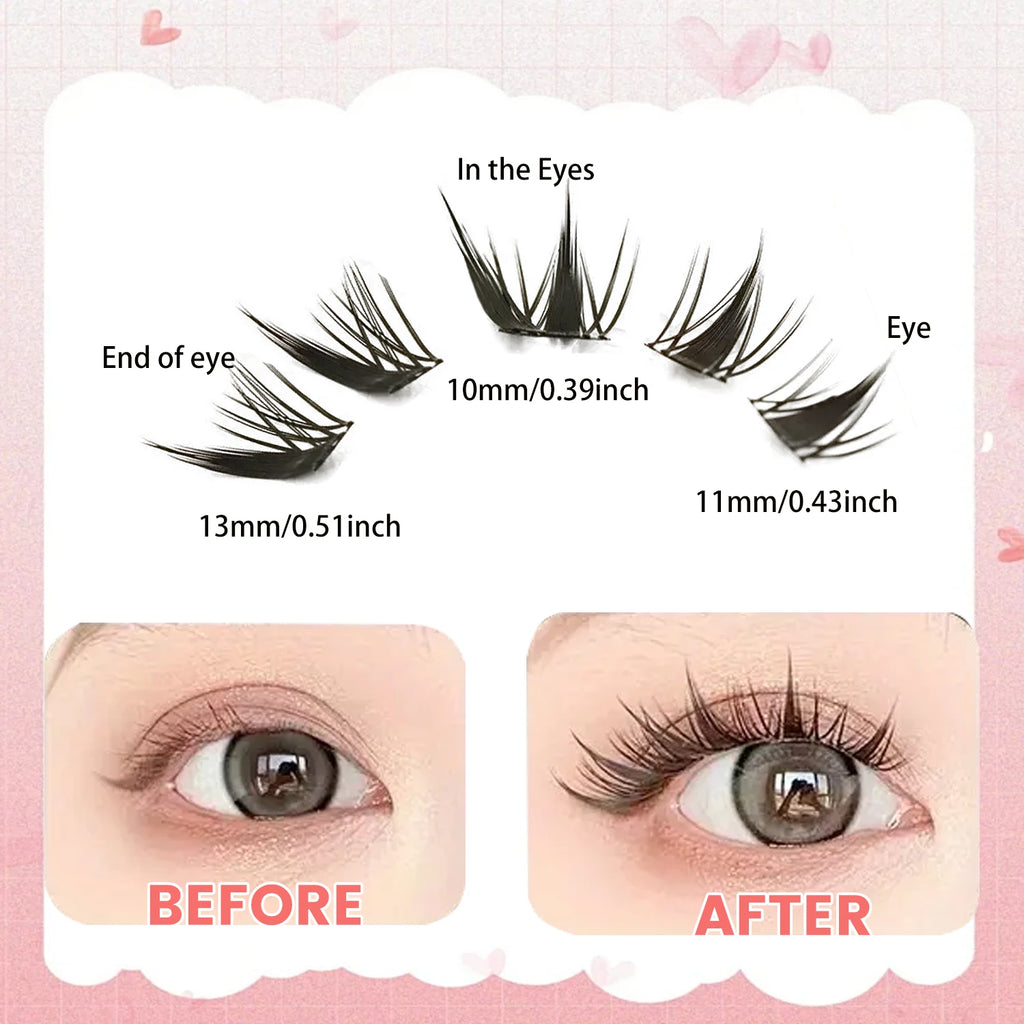 10 Rows of 100 Clusters C Curl Individual Fox-Style False Eyelashes, Natural and Thick Single-Section Pure Natural Makeup for Home Use, Suitable for Beginners