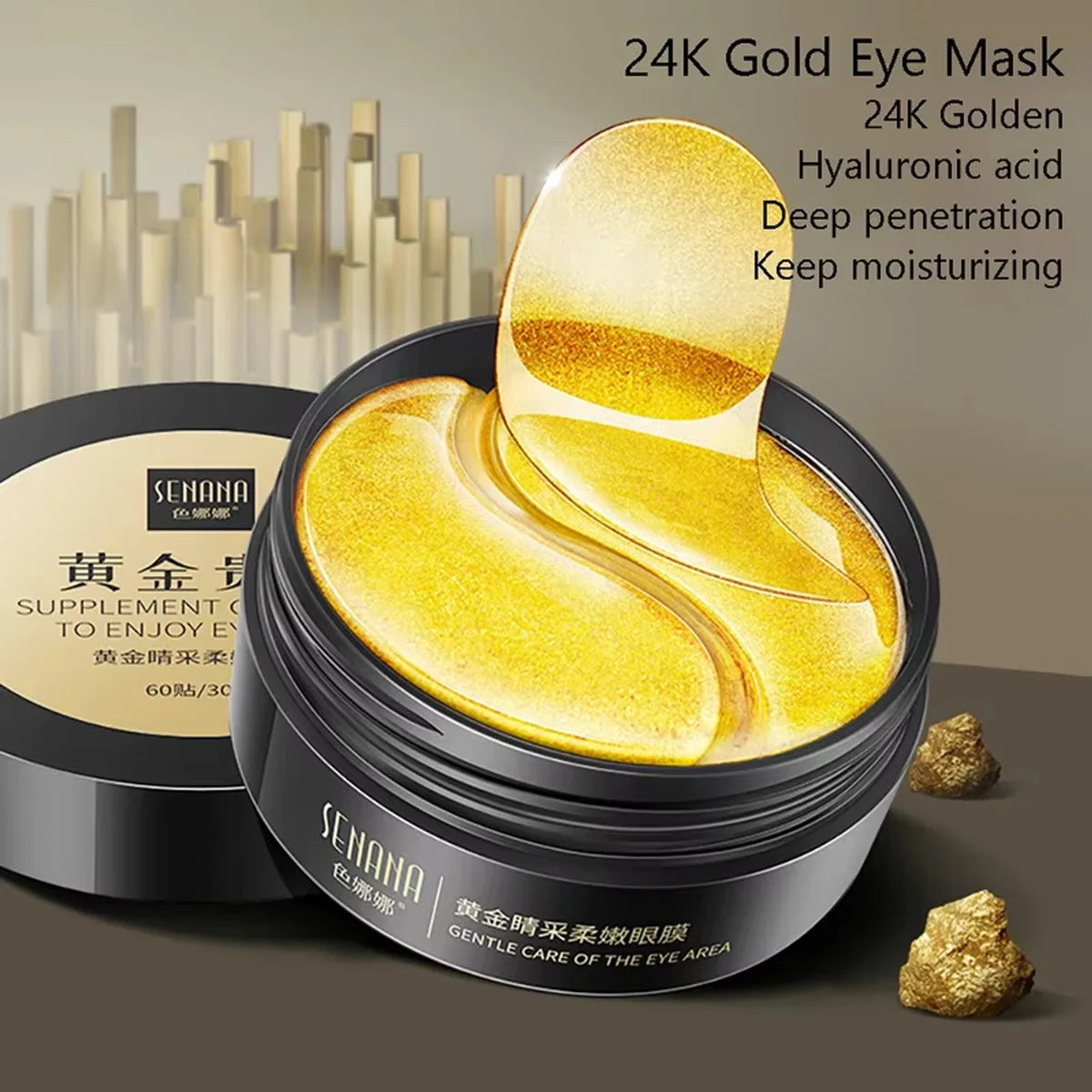 60pcs Hyaluronic Acid Repair Eye Mask Relieve Eye Fatigue Remove Dark Circles Moisturizing Korean Skin Care Crystal Eye Masks