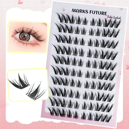 10 Rows of 100 Clusters C Curl Individual Fox-Style False Eyelashes, Natural and Thick Single-Section Pure Natural Makeup for Home Use, Suitable for Beginners