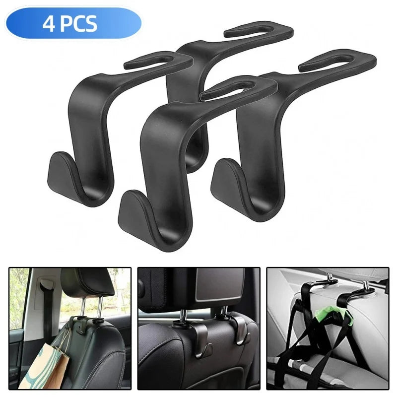 2/4Pcs Car Headrest Hooks Hanger for Bags Seat Back Organizer Holder Clips Auto Fastener Hooks Car Storage Interior Accessories