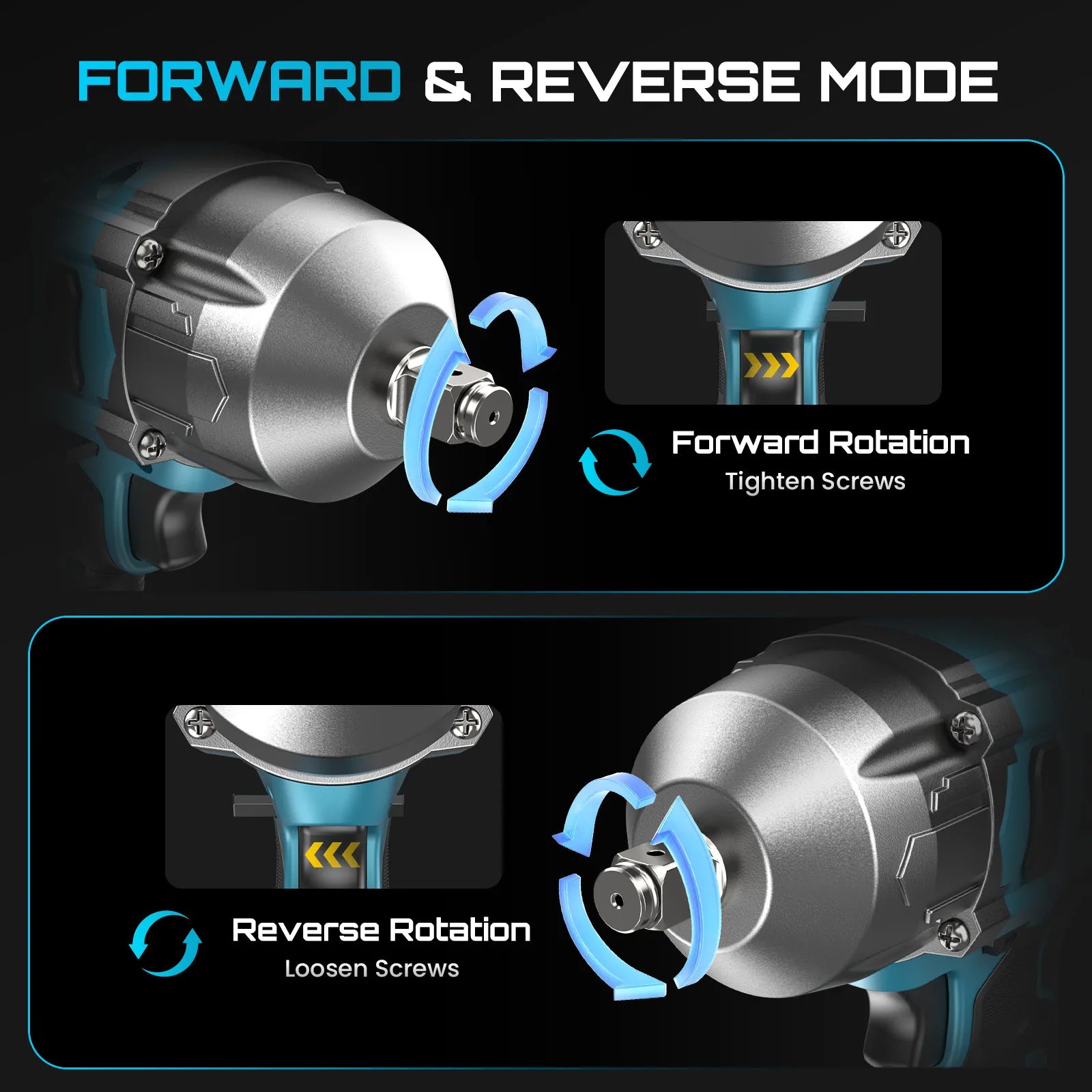 SEESII Cordless Impact Wrench Brushless Motor 1032Ft-lbs (1400N.m) Electric Impact Driver 2x4000mah Screwdriver Repair Tools
