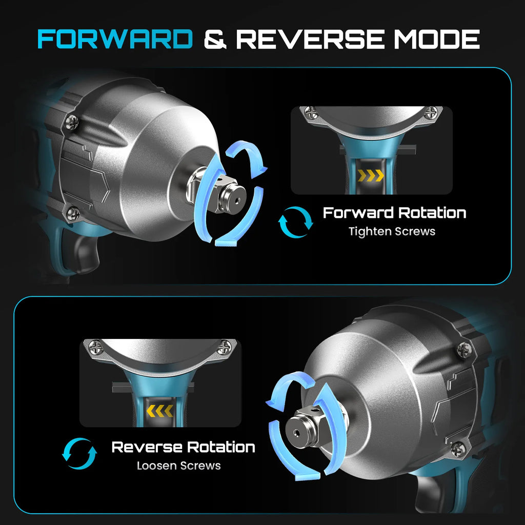 SEESII Cordless Impact Wrench Brushless Motor 1032Ft-lbs (1400N.m) Electric Impact Driver 2x4000mah Screwdriver Repair Tools